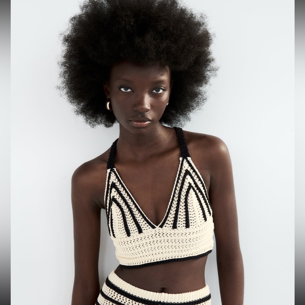 Zara- NWOT Striped Knit Crop Top, XS